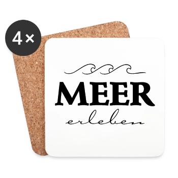 "Meer erleben" Reise Spruch T-Shirt für den Urlaub - Untersetzer (4er-Set) - Weiß - Vorne