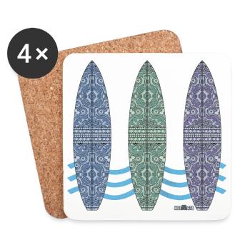 Planches de surf n ° 02 (conçues par HeiArts) - Dessous de verre (lot de 4) - blanc - Devant