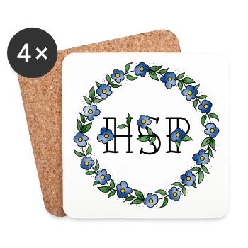 HSP - personne très sensible myosotis - Dessous de verre (lot de 4) - blanc - Devant