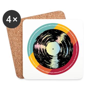 Disque de musique rétro - Dessous de verre (lot de 4) - blanc - Devant