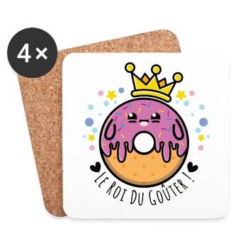 Le roi du Goûter - Idée cadeau gourmand pâtisserie - Dessous de verre (lot de 4) - blanc - Devant