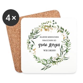 Geschenk für Erzieherin - Kleine Menschen - Untersetzer (4er-Set) - Weiß - Vorne