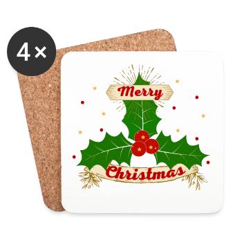 MERRY CHRISTMAS - Dessous de verre (lot de 4) - blanc - Devant