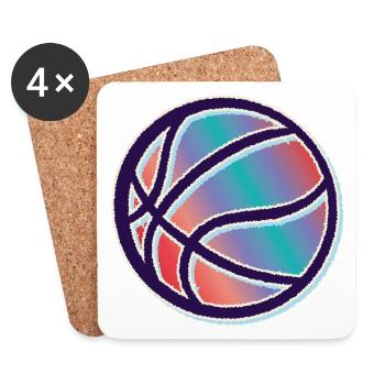 Basketball Rétro Vintage - Dessous de verre (lot de 4) - blanc - Devant
