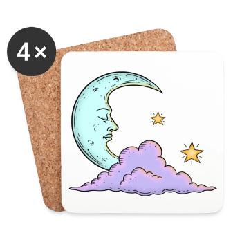 Pastelle Mond - Untersetzer (4er-Set) - Weiß - Vorne