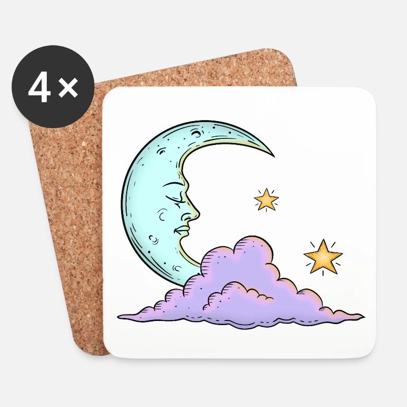 Pastelle Moon - Coasters (set of 4) - white