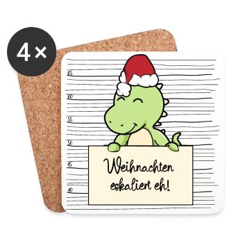 Es eskaliert eh lustige Weihnachten Dinosaurier - Untersetzer (4er-Set) - Weiß - Vorne