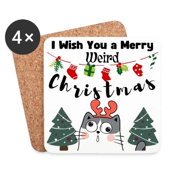 I wish You a Merry weird Christmas (Cat) - Untersetzer (4er-Set) - Weiß - Vorne