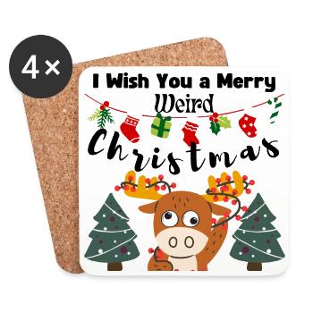 I Wish You a Merry weird Christmas (Reindeer) - Untersetzer (4er-Set) - Weiß - Vorne