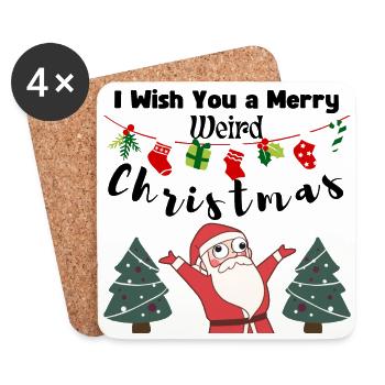 I Wish You a Merry weird Christmas (Santa) - Untersetzer (4er-Set) - Weiß - Vorne