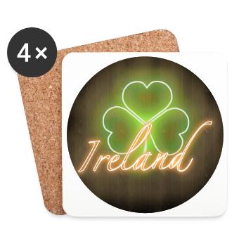 Ireland Shamrock Design, rund - Untersetzer (4er-Set) - Weiß - Vorne