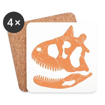 Carnotaurus Fossil Schädel - Untersetzer (4er-Set) - Weiß - Vorne