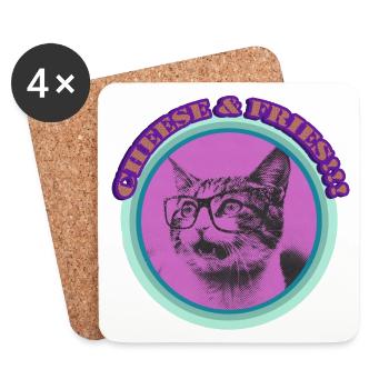 Cheese Fries Cat - Untersetzer (4er-Set) - Weiß - Vorne