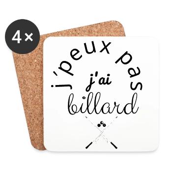 J'Peux Pas J'Ai Billard noir - Dessous de verre (lot de 4) - blanc - Devant