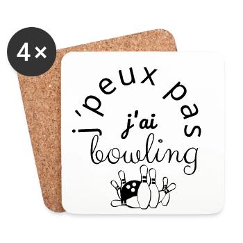 J'Peux Pas Bowling noir - Dessous de verre (lot de 4) - blanc - Devant