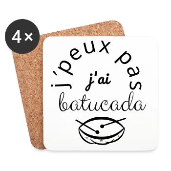 J'Peux Pas J'Ai Batucada noir - Dessous de verre (lot de 4) - blanc - Devant