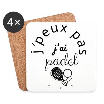 J'Peux pas J'Ai Padel noir - Dessous de verre (lot de 4) - blanc - Devant