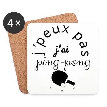 J'Peux Pas J'Ai Ping-pong noir - Dessous de verre (lot de 4) - blanc - Devant