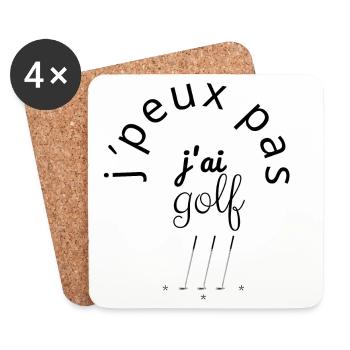 J'Peux Pas J'Ai Golf noir - Dessous de verre (lot de 4) - blanc - Devant
