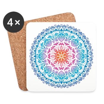 Regenbogen Mandala - Untersetzer (4er-Set) - Weiß - Vorne