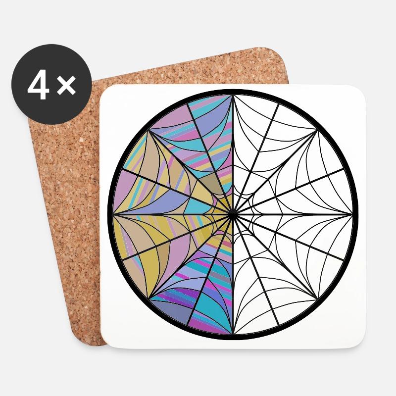 Buntes Mandala - Untersetzer (4er-Set) - Weiß