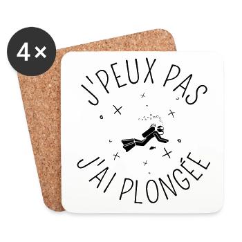 J Peux Pas J Ai Plongée noir - Dessous de verre (lot de 4) - blanc - Devant