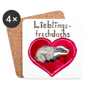 Lieblingsfrechdachs mit großem Herz - Untersetzer (4er-Set) - Weiß - Vorne