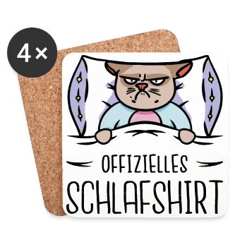 Feierabend Wochenende Langschläfer Schlafmütze - Untersetzer (4er-Set) - Weiß - Vorne