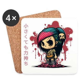 Anime Chibi Urban Graffiti | Small but powerful - Coasters (set of 4) - white - Front