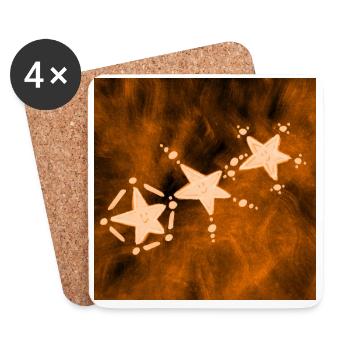 DREI ORANGEFARBENE STERNE - Untersetzer (4er-Set) - Weiß - Vorne