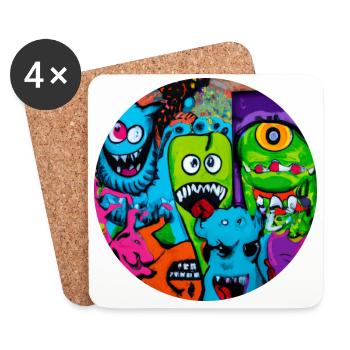Graffiti Monster - Coasters (set of 4) - white - Front