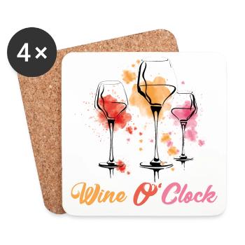 Wine o' clock Wein Liebhaber Geschenk - Untersetzer (4er-Set) - Weiß - Vorne