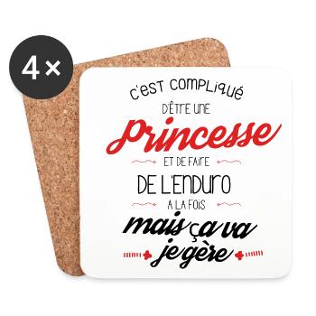 compliqué d être Princesse et faire de L enduro - Dessous de verre (lot de 4) - blanc - Devant