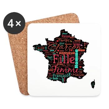 France WordArt typography v2 - Dessous de verre (lot de 4) - blanc - Devant