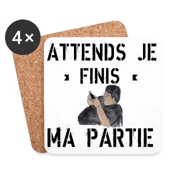 Gamer en Action Attends je finis ma partie - Dessous de verre (lot de 4) - blanc - Devant