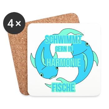 Fische Sternzeichen - Untersetzer (4er-Set) - Weiß - Vorne