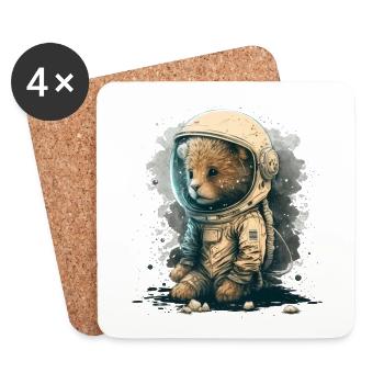 Un mignon lion astronaute - Dessous de verre (lot de 4) - blanc - Devant