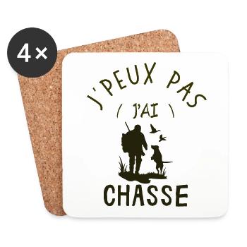 J'Peux Pas J'Ai Chasse - Dessous de verre (lot de 4) - blanc - Devant