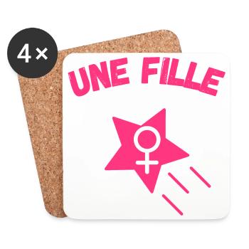 Une fille, Femme, Bébé fille, Cadeau sympa - Dessous de verre (lot de 4) - blanc - Devant