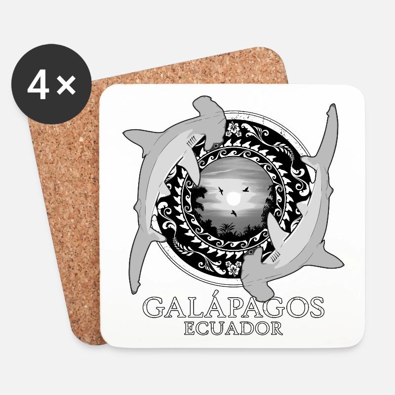 Requin-marteau Galápagos Équateur - Dessous de verre (lot de 4) - blanc
