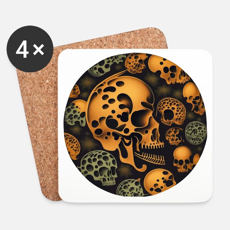 Totenkopf Kunst - Untersetzer (4er-Set) - Weiß
