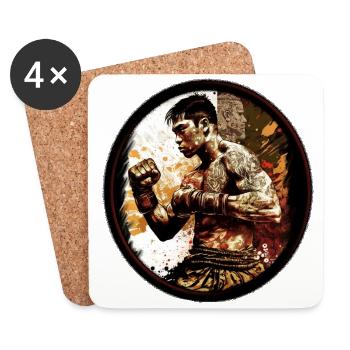 Combattant de Muay Thai. - Dessous de verre (lot de 4) - blanc - Devant