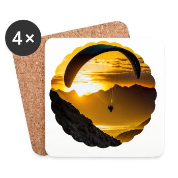 Parapente en montagne - Dessous de verre (lot de 4) - blanc - Devant