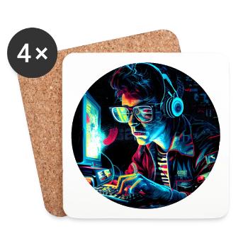 Futuriste 80s Retro Trash PC Nerd - Dessous de verre (lot de 4) - blanc - Devant
