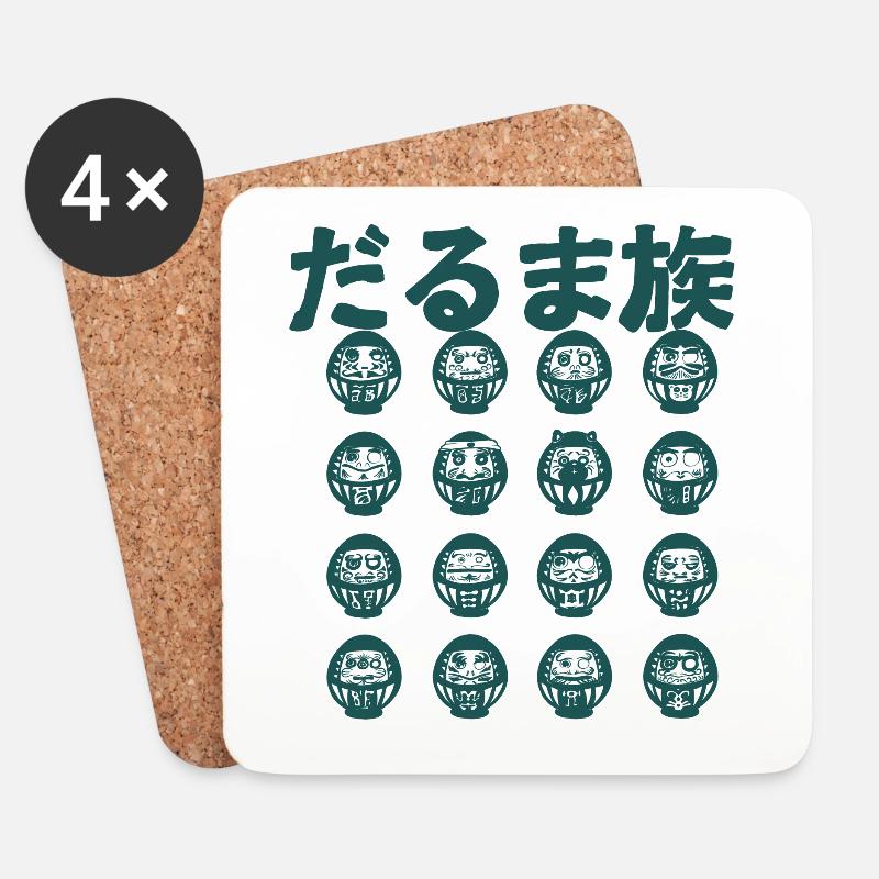 The Darumas Tribe (monochrome version) - Coasters (set of 4) - white