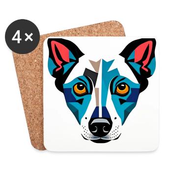 Modern Dog Drawing - Coasters (set of 4) - white - Front