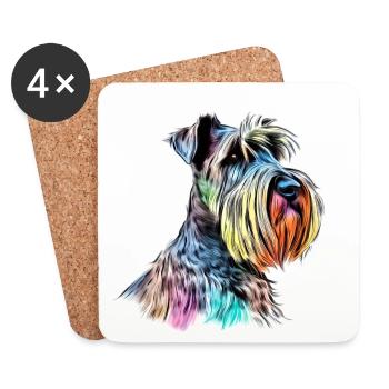 Riesenschnauzer / Schnauzer Hunde Design Geschenk - Untersetzer (4er-Set) - Weiß - Vorne