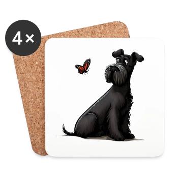 Riesenschnauzer / Schnauzer Hunde Design Geschenk - Untersetzer (4er-Set) - Weiß - Vorne