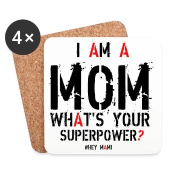 I am a mom - Dessous de verre (lot de 4) - blanc - Devant