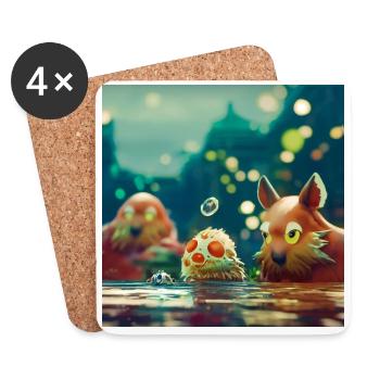 Animafun - Dessous de verre (lot de 4) - blanc - Devant